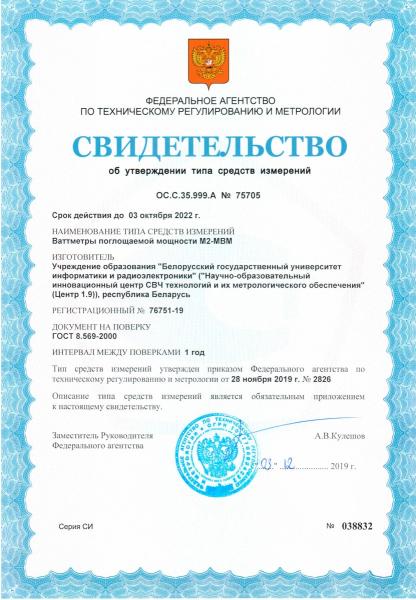 Свидетельство об утверждении типа средств измерений М2-МВМ (РФ)